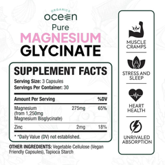 Ocean Pure Magnesium Glycinate + Low Dose Zinc – 90 Capsules