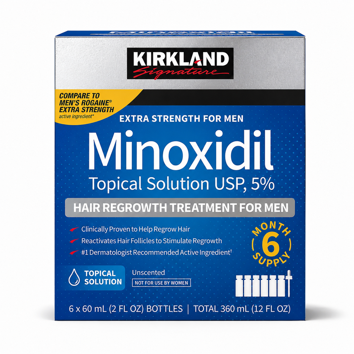 Kirkland Signature Minoxidil 5% Hair Regrowth Treatment for Men – 6 x 60ml