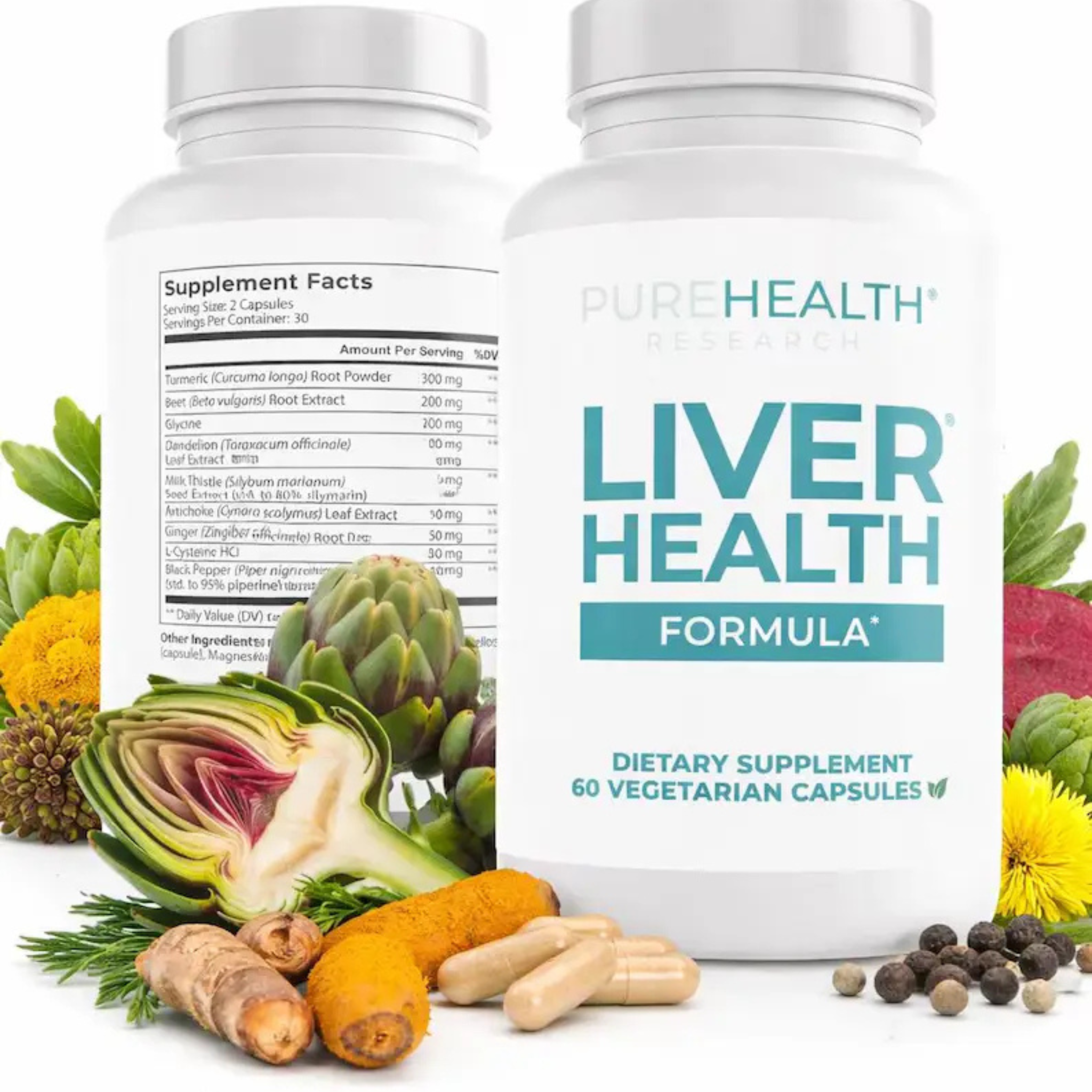 PureHealth Research Liver Health Formula – 60 Vegetarian Capsules