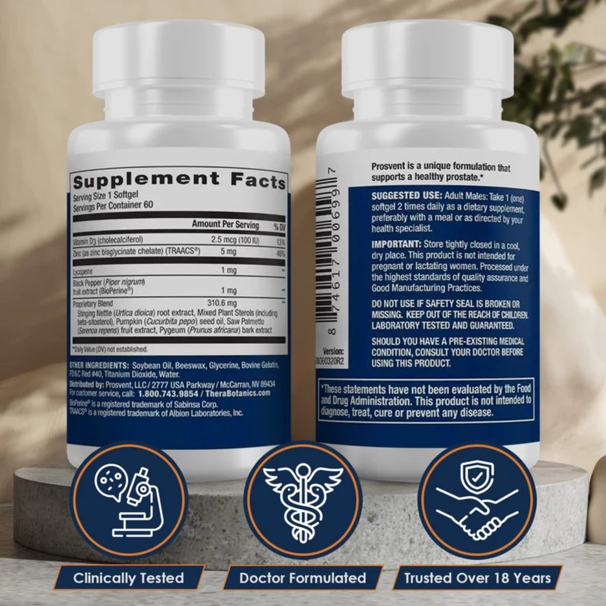 Prosvent Prostate Health Dietary Supplement – 60 Softgels | Men's Wellness Support