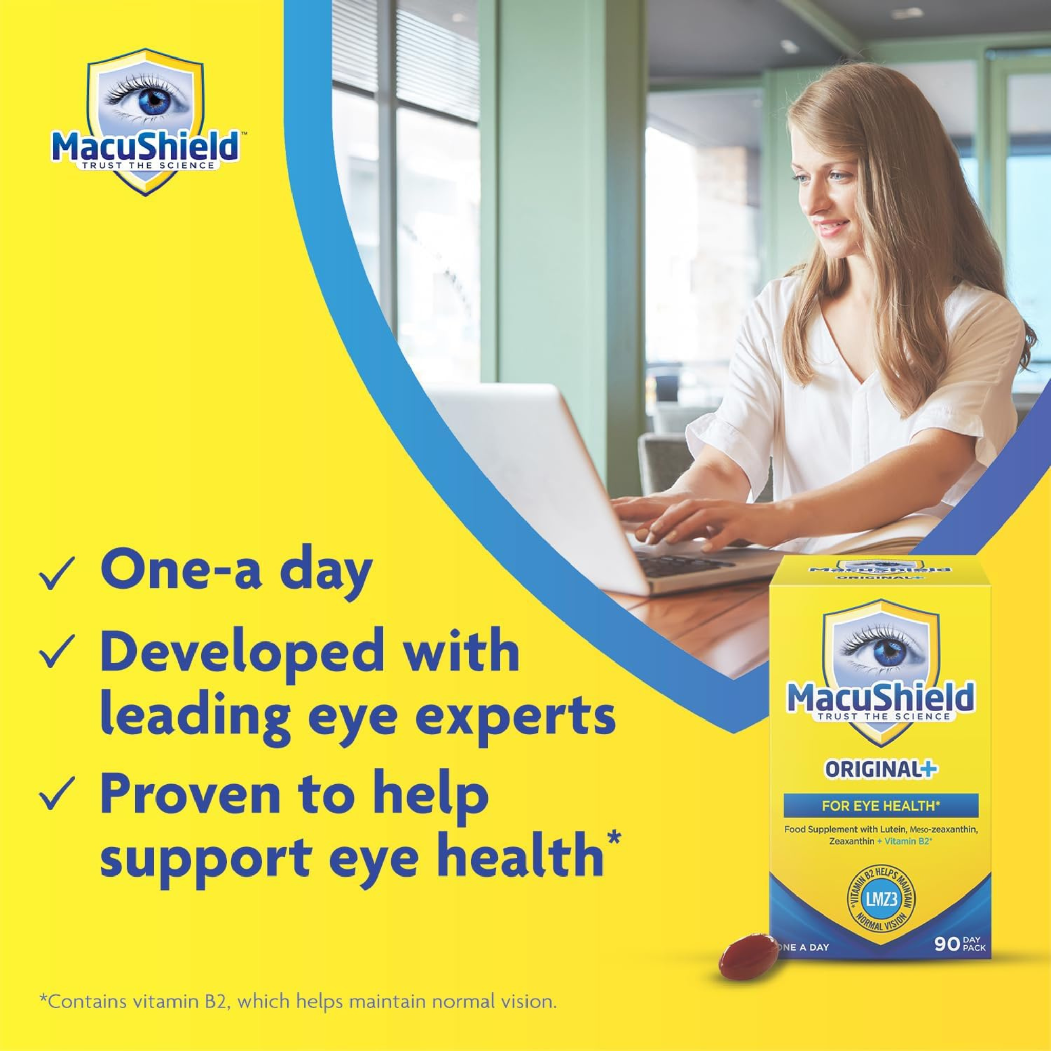 MacuShield Original+ Eye Health Supplement | Lutein, Meso-Zeaxanthin & Zeaxanthin | 90-Day Pack