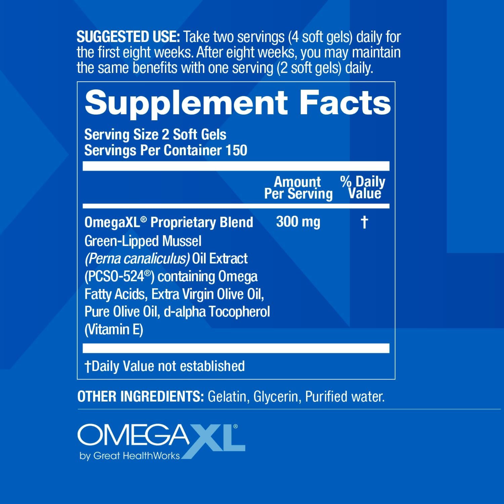 Omega XL 300 Capsules Omega 3 Natural Joint Pain Relief Supplement Pack of 2
