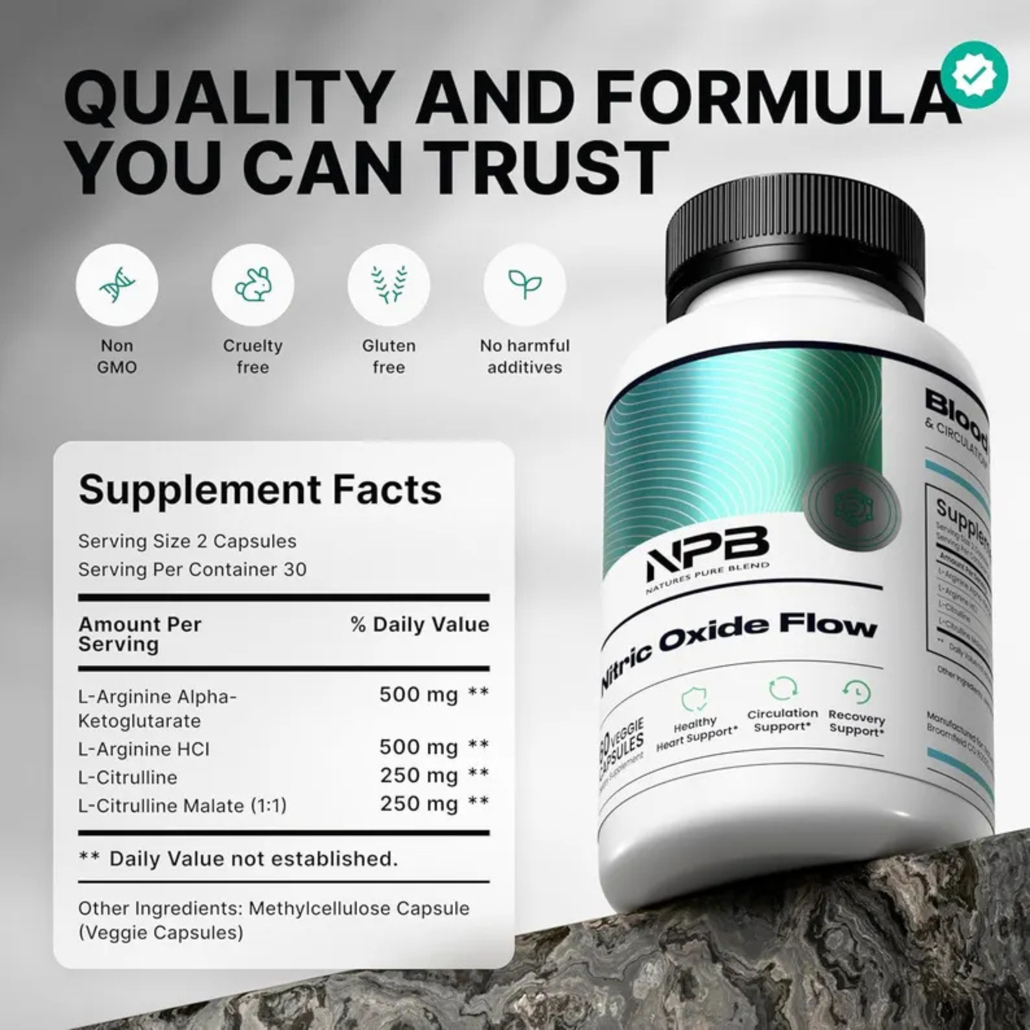 NPB Nitric Oxide Flow Capsules – L-Arginine & L-Citrulline Supplement, 60 Veggie Capsules